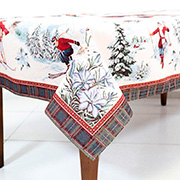 Скатертина новорічна гобеленова з люрексом Зимова прогулянка Villa Grazia Premium
