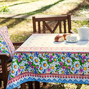 Скатертина бавовняна Ромашки Український стиль 18825-1 рогожка Ecotton