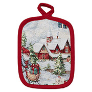 Прихватка кухонная новогодняя гобеленовая Снежная зима Прованс 15х20 см в ассортименте