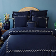 Постільна білизна MieCasa сатин Circle lacivert-bej синій-бежевий