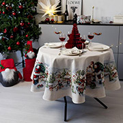 Скатертина новорічна гобеленова кругла Снігова зима Прованс