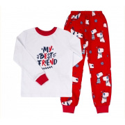 Піжама з інтерлоку для хлопчика Бембі ПЖ53 біла з червоним