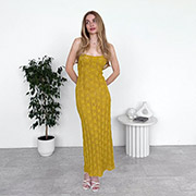 Сукня пляжна в'язана Мереживо Art Knit гірчична з відкритою спиною