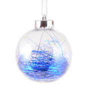 Куля новорічна 8 см із наповненням із синього дощику Yes! Fun 972862