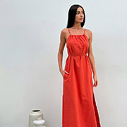 Сукня Афіна бавовна-льон Art Knit кораловий