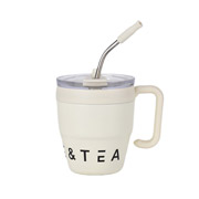 Термочашка з трубочкою та подвійним відкриванням 480 мл Coffee and Tea Yiwu HP-14-23BE біла