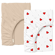 Набір простирадл на резинці Cherry Hearts ранфорс Cosas для дитячого ліжечка