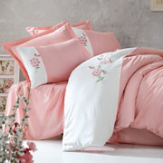 Постільна білизна Cotton Box сатин з вишивкою Sante pudra