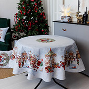 Скатертина новорічна гобеленова кругла Carousel Прованс