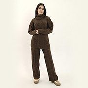 Брюки Олівія в'язані з візерунком Art Knit коричневий