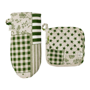 Набір прихватка і рукавиця Печворк зелений Прованс