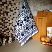 Рушник вафельний кухонний Традиції ТМ Emily синій