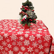 Скатертина Сніжинки red 450103 поплін Selena
