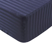 Простирадло страйп-сатин на гумці Iris Home Готель 1х1 темно-синій