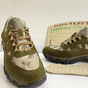 Шкіряні кросівки з конопляною тканиною весна-літо Ukono хакі, піксель