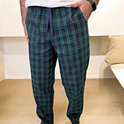 Штани піжамні чоловічі F230P фланель Cosy клітинка зелено-синя
