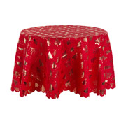 Скатертина кругла Lefard червона із золотим