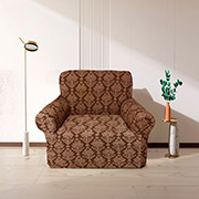 Жакардовий чохол для крісла Love you кофейний без оборки