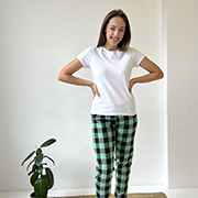 Жіноча піжама F80P+f01ws штани та футболка Cosy зелено-чорний у клітинку