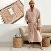 Подарунковий набір Чоловічий вафельний халат з рушником у коробці Cosy P-822+Cb311 бежевий