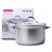 Каструля з кришкою 5.8л з нержавіючої сталі та 7-шаровим дном для індукції та газу Kamille 4724S