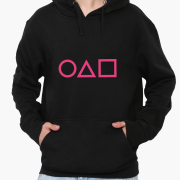 Худі чоловічий Трикутник Квадрат Коло Гра в кальмара Squid Game MobiPrint 9225-3378 чорний