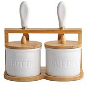 Набір маслянок фарфорових на підставці 2 шт Yiwu SCT-641