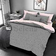 Постільна білизна бязь люкс Абстракція сіро-рожева Selena 100951