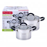Набір каструль Kamille з нержавіючої сталі 4 предмети для індукції та газу 2.0л, 2.7л Kamille 5751