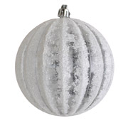 Іграшка новорічна Куля 10 см ребриста з інеєм Yes! Fun 972882