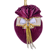 Елочный игрушка сердце с брошкой бант Бордовая феерия Lefard 085-115