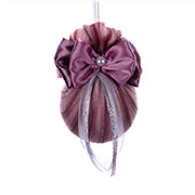 Елочный шар 8 см с бантом и жемчужиной Розовая жемчужина Lefard 085-029