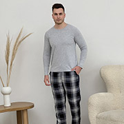 Чоловіча піжама F600P+L03 лонгслів і штани Cosy темно-синій-сірий