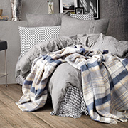 Постільна білизна ранфорс Cotton Box з пледом Denim Gri