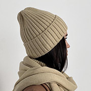 Шапка в'язана тепла Wool Art Knit бежева