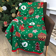 Плед новорічний акриловий Печиво Прованс зелений