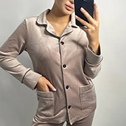 Жіноча піжама 098/22 сорочка і штани V.Velika бежевий з чорним кантом