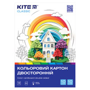 Картон цветной двусторонний 10 листов A4 Classic Kite K-255