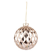 Куля новорічна 10 см Novogod'ko 973861 рожеве золото глянець орнамент