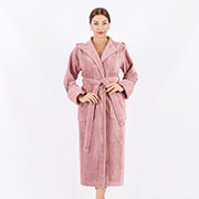 Халат жіночий довгий з капюшоном Nusa NS-3881 pudra