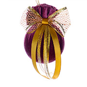 Елочный шар 8 см с золотым бантом Бордовая феерия Lefard 085-116