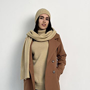 Шарф в'язаний теплий Wool Art Knit бежевий