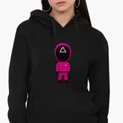 Худі жіночий Трикутник Солдат Гра в кальмара Squid Game MobiPrint 8921-3359 чорний