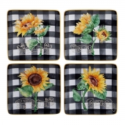 Набір закусочних тарілок 15х15 см 4 предмета Букет соняшників Certified International 28176-set