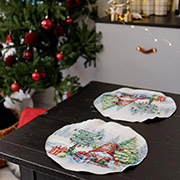 Салфетка новогодняя гобеленовая круглая Рождественский костер Прованс