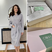 Подарунковий жіночий набір 121+Cb411 вафельний халат і рушник Cosy сірий у коробці