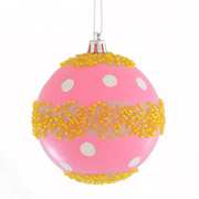 Іграшка новорічна Куля 8 см з кольоровим бісером Yes! Fun 972838 рожевий