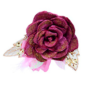 Елочное украшение цветок с розовыми перьями Бордовая феерия Lefard 085-111