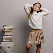 Спідниця-плісе Art Knit бежева зі смужками