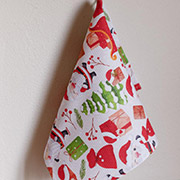 Рушник кухонний вафельний Санта на білому Прованс